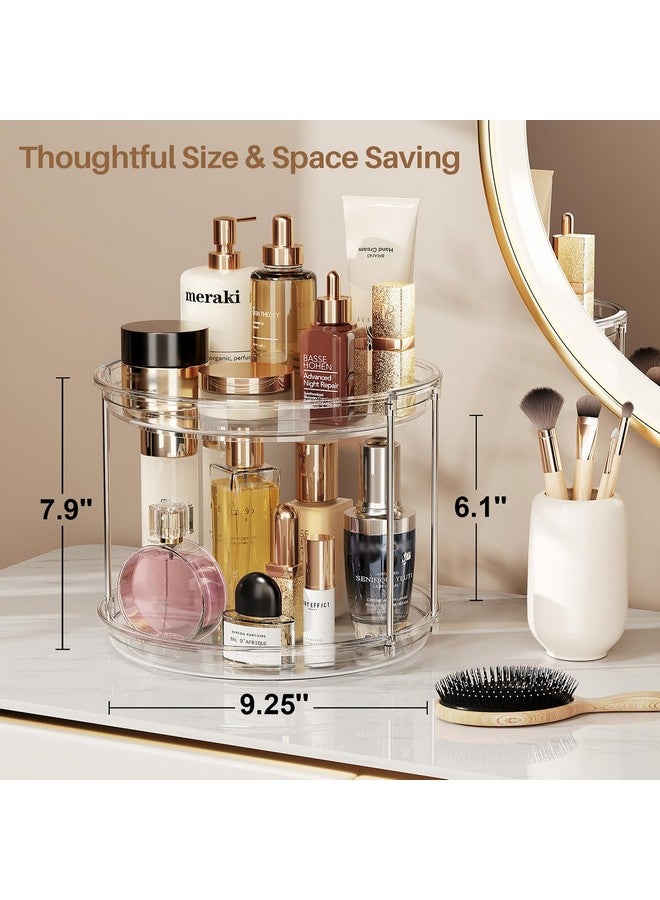 منظم LAMU الدوار من طبقتين، رف توابل دوار 9.25 بوصة، مناسب للخزانة، المطبخ، المخزن، سطح العمل، الحمام، طاولة الزينة، منظم خزانة الأدوية، شفاف - Image 4