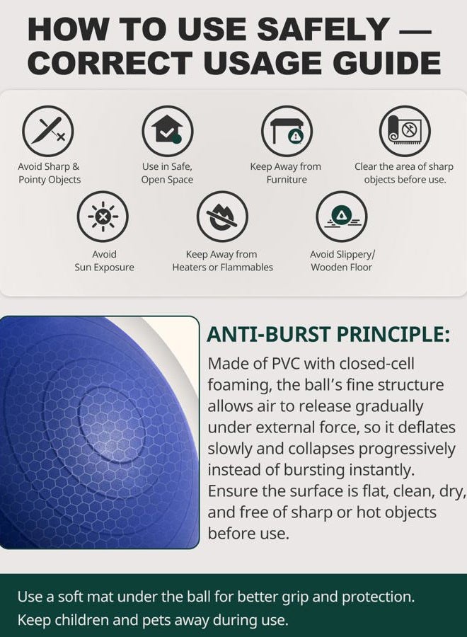 Trideer Extra Thick Yoga & Exercise Ball, 5 Sizes Ball Chair, Heavy Duty to Support 2200lbs, for Balance, Stability, Pregnancy and Physical Therapy, Quick Pump Included (Indigo Blue, L(58-65cm)) - Image 2