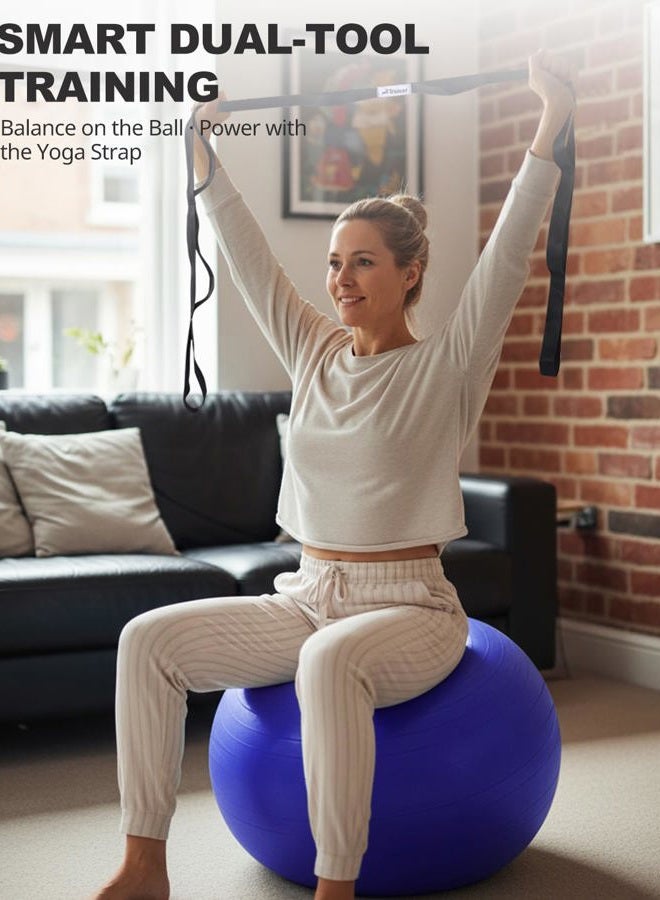 Trideer Extra Thick Yoga & Exercise Ball, 5 Sizes Ball Chair, Heavy Duty to Support 2200lbs, for Balance, Stability, Pregnancy and Physical Therapy, Quick Pump Included (Indigo Blue, L(58-65cm)) - Image 5