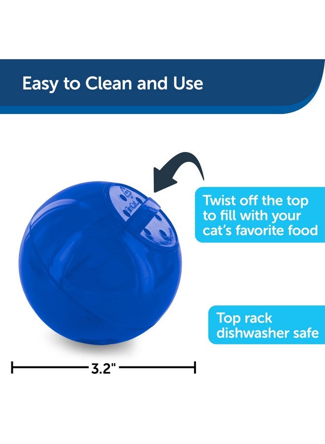 بيت سيف كرة التغذية البطيئة Slimcat من PetSafe للقطط - لعبة ألغاز تفاعلية لقطتك - املأها بالطعام والمكافآت - رائعة للعب في الأماكن المغلقة للقطط الصغيرة والقطط البالغة، مع التحكم في الحصص والأكل السريع (أزرق) - Image 3