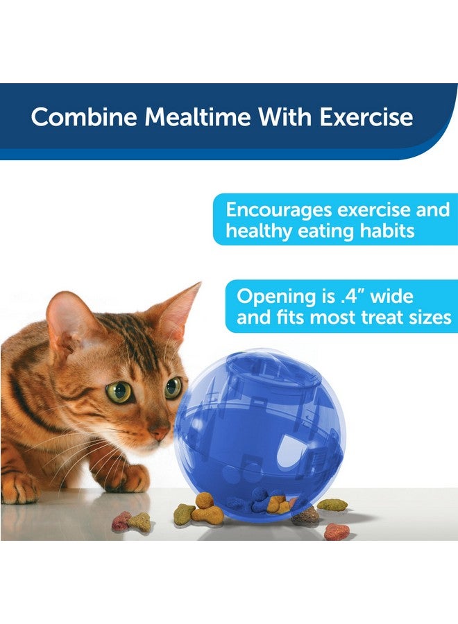 بيت سيف كرة التغذية البطيئة Slimcat من PetSafe للقطط - لعبة ألغاز تفاعلية لقطتك - املأها بالطعام والمكافآت - رائعة للعب في الأماكن المغلقة للقطط الصغيرة والقطط البالغة، مع التحكم في الحصص والأكل السريع (أزرق) - Image 4