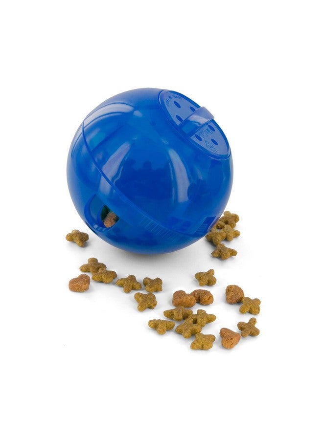 بيت سيف كرة التغذية البطيئة Slimcat من PetSafe للقطط - لعبة ألغاز تفاعلية لقطتك - املأها بالطعام والمكافآت - رائعة للعب في الأماكن المغلقة للقطط الصغيرة والقطط البالغة، مع التحكم في الحصص والأكل السريع (أزرق) - Image 1