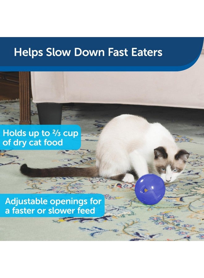 بيت سيف كرة التغذية البطيئة Slimcat من PetSafe للقطط - لعبة ألغاز تفاعلية لقطتك - املأها بالطعام والمكافآت - رائعة للعب في الأماكن المغلقة للقطط الصغيرة والقطط البالغة، مع التحكم في الحصص والأكل السريع (أزرق) - Image 2
