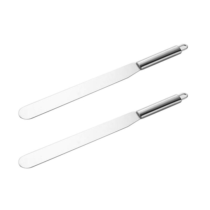 OLIREXD Cake Metal Spatula Stainless Steel Foodservice Straight Icing Spatula Spreader Set of 2 11Inch Silver