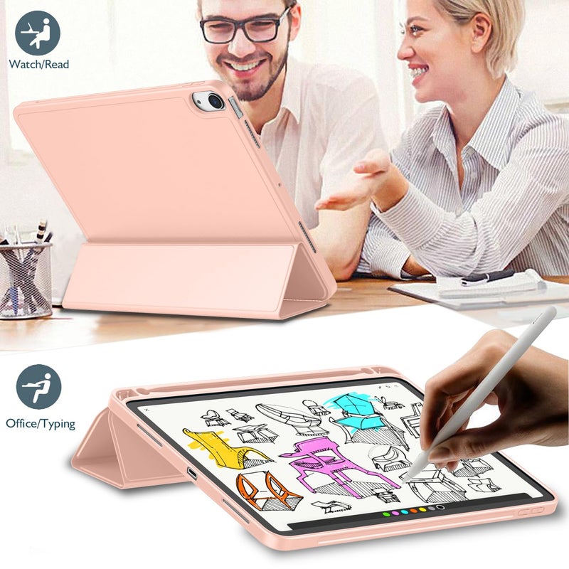 iMieet حافظة iMieet لجهاز iPad Air مقاس 11 بوصة M3(2025) / M2 (2024)، حافظة لجهاز iPad Air الجيل الخامس/الرابع 2022/2020 مقاس 10.9 بوصة مع حامل قلم، حافظة ذكية قابلة للطي مع ظهر ناعم من TPU (بيج)  - Image 4