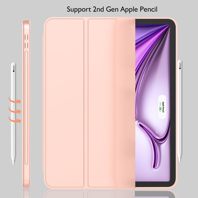 iMieet حافظة iMieet لجهاز iPad Air مقاس 11 بوصة M3(2025) / M2 (2024)، حافظة لجهاز iPad Air الجيل الخامس/الرابع 2022/2020 مقاس 10.9 بوصة مع حامل قلم، حافظة ذكية قابلة للطي مع ظهر ناعم من TPU (بيج)  - Image 2