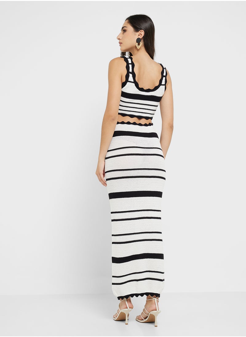 Ginger Monochrome Crochet Top & Skirt Coord Set  - Image 2
