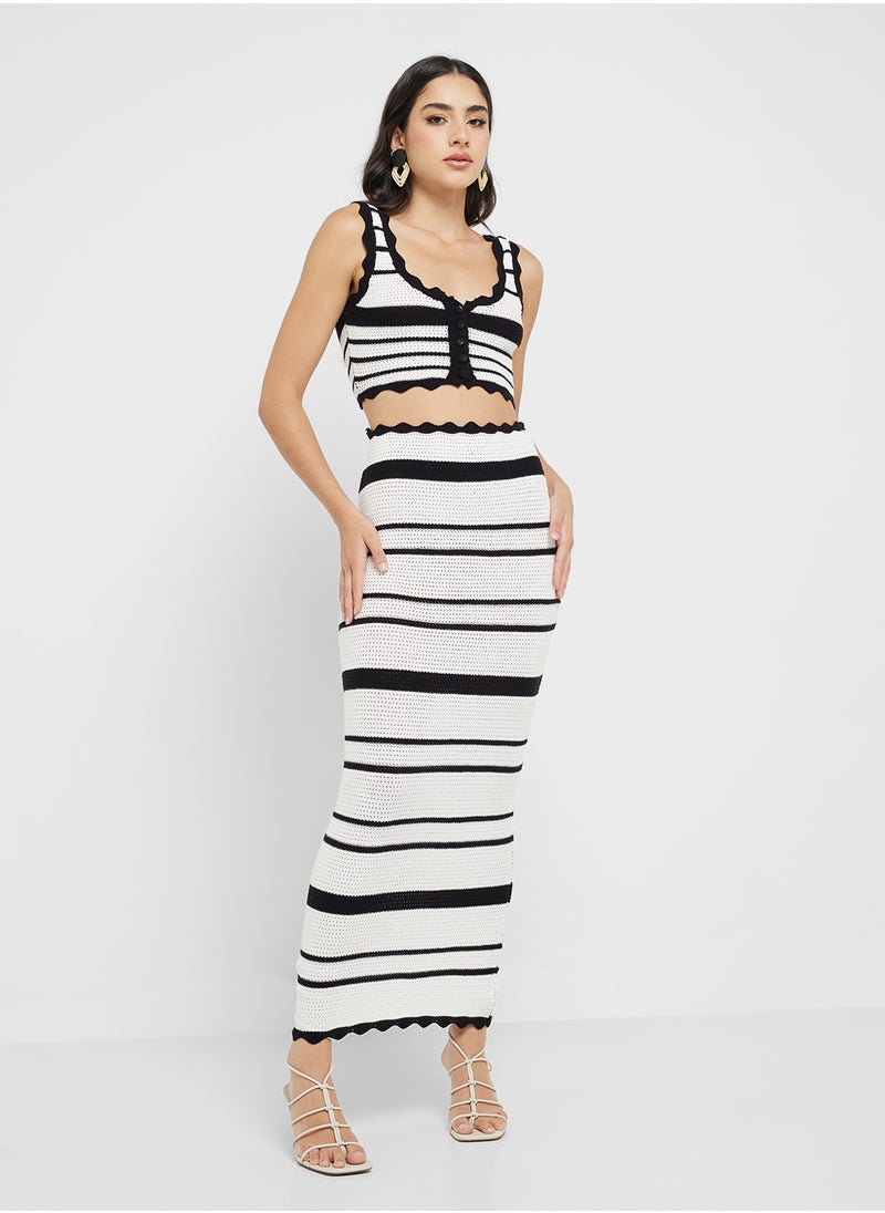 Ginger Monochrome Crochet Top & Skirt Coord Set  - Image 5