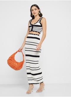Ginger Monochrome Crochet Top & Skirt Coord Set  - Image 1