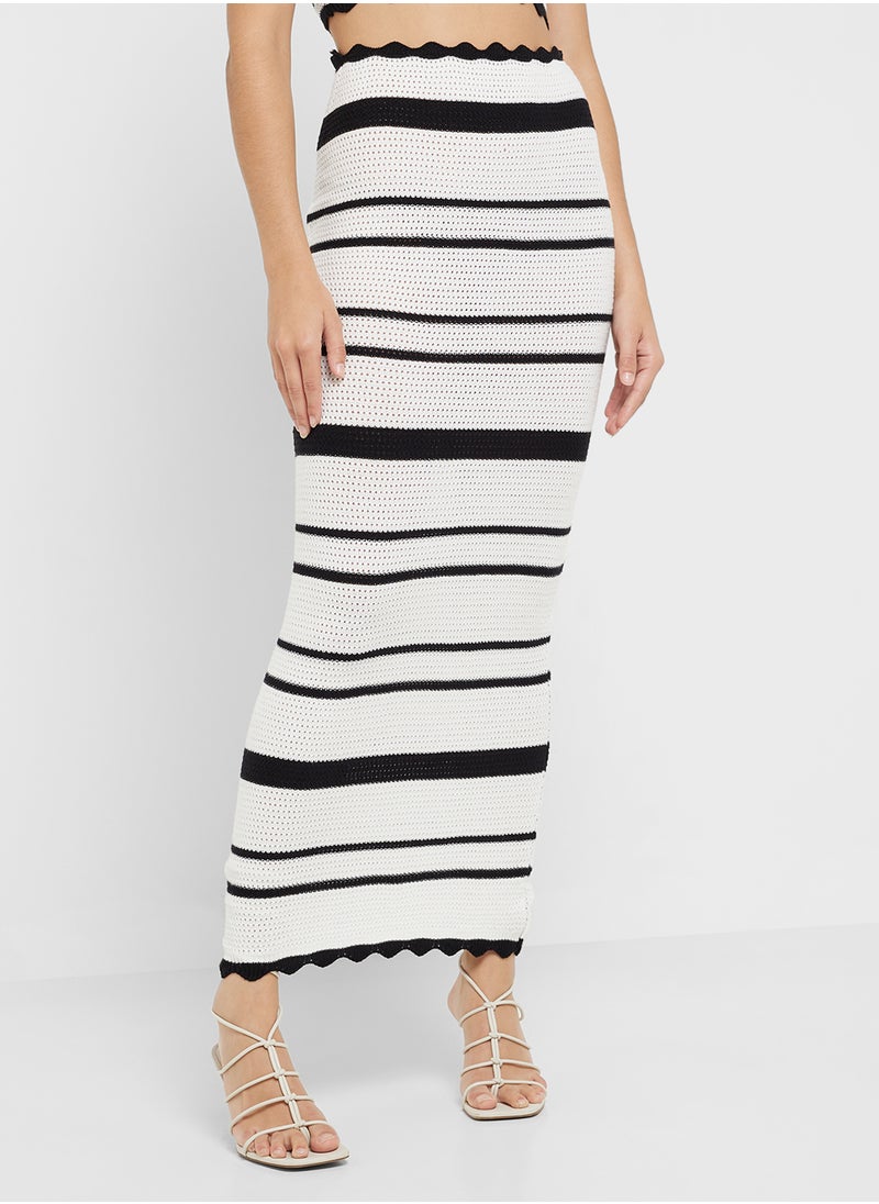 Ginger Monochrome Crochet Top & Skirt Coord Set  - Image 4