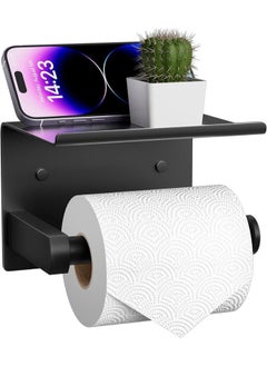Generic Toilet Paper Holder, Stainless Steel Toilet Paper Holder Toilet Paper Holder Wall Mount Bathroom Toilet Paper Holder with Screw or Self Adhesive ,Toilet Paper Roll Holder for Bathroom Washroom, Black  - Image 1