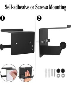 Generic Toilet Paper Holder, Stainless Steel Toilet Paper Holder Toilet Paper Holder Wall Mount Bathroom Toilet Paper Holder with Screw or Self Adhesive ,Toilet Paper Roll Holder for Bathroom Washroom, Black  - Image 3