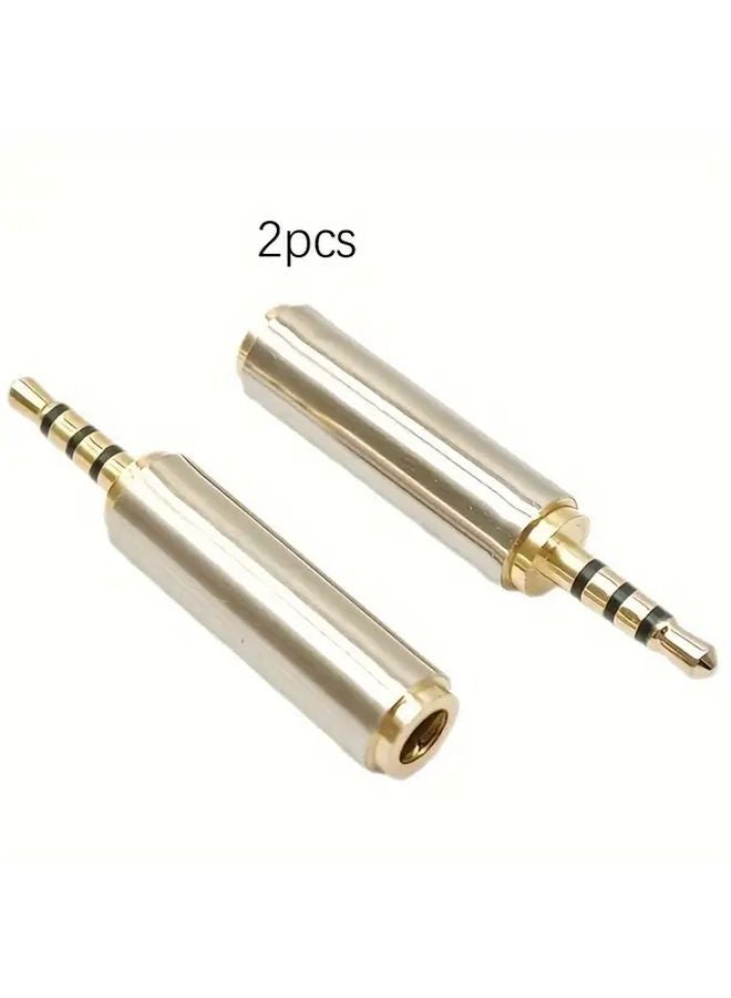 2pcs Zinc Alloy 3.5mm TRRS Male to 2.5mm Female Audio Adapter Plug Play Headphone Speaker Switch - Image 1