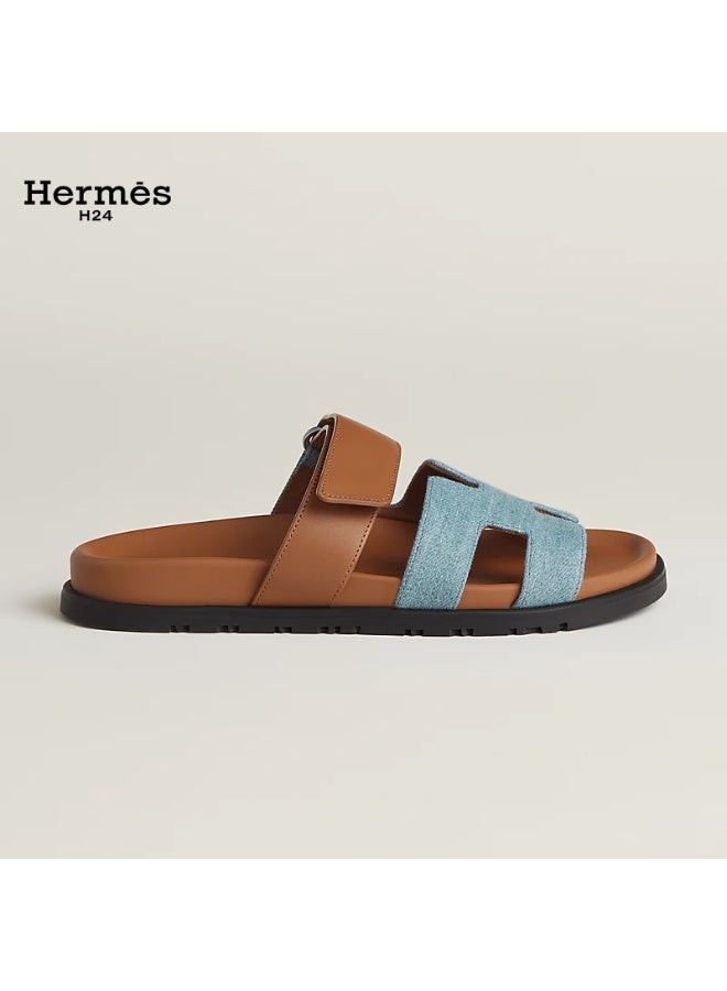 Hermes H24 صندل ”H24 Chypre“ من هيرميس للنساء، مزود بشريط فيلكرو – أزرق وبني - Image 2