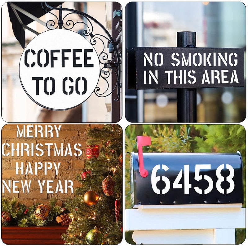 YEAJON 2 Inch Letter Stencils Symbol Numbers Craft Stencils, 42 Pcs Reusable Alphabet Templates Interlocking Stencil Kit for Painting on Wood, Wall, Fabric, Rock, Chalkboard, Sign, DIY Art Projects - Image 5