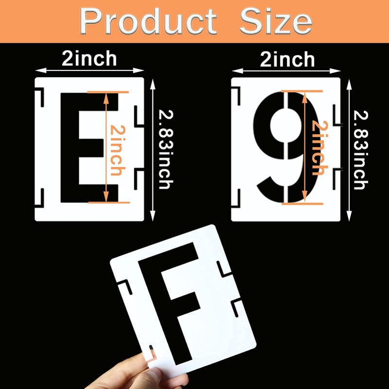 YEAJON 2 Inch Letter Stencils Symbol Numbers Craft Stencils, 42 Pcs Reusable Alphabet Templates Interlocking Stencil Kit for Painting on Wood, Wall, Fabric, Rock, Chalkboard, Sign, DIY Art Projects - Image 3