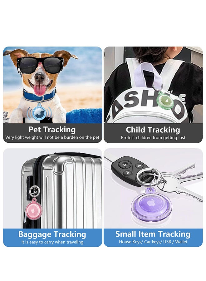 إكس ليفيل مجموعة من 4 حافظات مفاتيح مقاومة للماء لأجهزة Apple AirTags: أغطية واقية متعددة الألوان مع حلقات مفاتيح AirTag، متوافقة مع أطواق القطط Apple AirTag، مقاومة للغبار والخدش، مناسبة للكلاب والقطط والحقائب والمفاتيح (بنفسجي/أزرق/أخضر/وردي) - Image 4