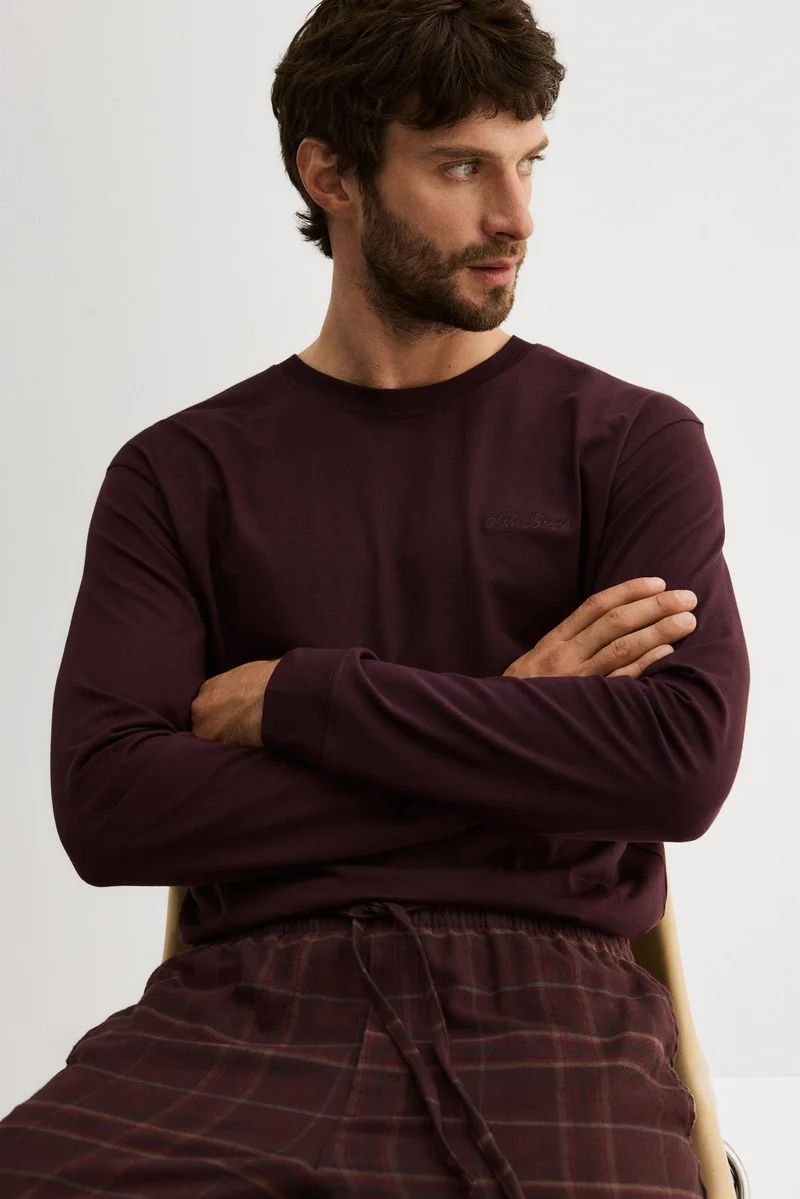 اتش اند ام بيجاما قطنية من بلوزة وبنطلون