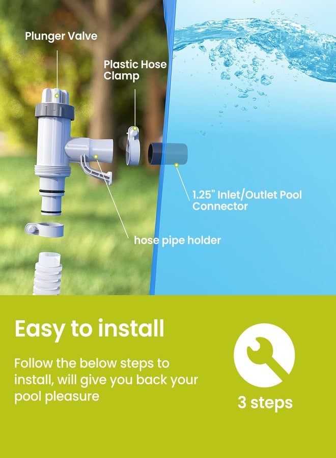SUMMERBUDDY Pool Hose Adapter for Above Ground Swimming Pool, Pool Replacement Parts with Plunger Valve and Pool Pipe Holder Compatible with Intex/Bestway/Stock Tank Pool, Pool Pump Parts - Image 3