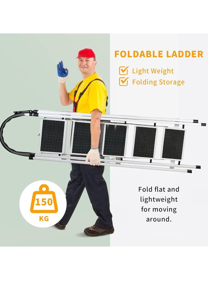 Yoawllty 5 Steps Folding Ladder, Folding Home Ladder with Wide Anti-Slip Pedal, Durable Steel Folding Ladder for Home, Kitchen, Garden, Office  - Image 3