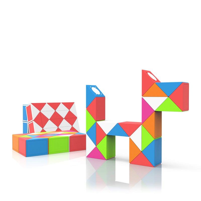 Roxenda ROXENDA Magic Snake with 24 Blocks, Magic Snake Cube Twist Puzzle - 3D Fidget Puzzle Games Party Bag Children's Birthday Party for Children Adults - 1 Pack (Multi-Colour)  - Image 1