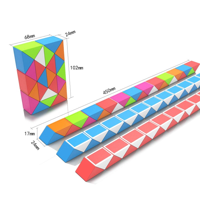Roxenda ROXENDA Magic Snake with 24 Blocks, Magic Snake Cube Twist Puzzle - 3D Fidget Puzzle Games Party Bag Children's Birthday Party for Children Adults - 1 Pack (Multi-Colour)  - Image 2