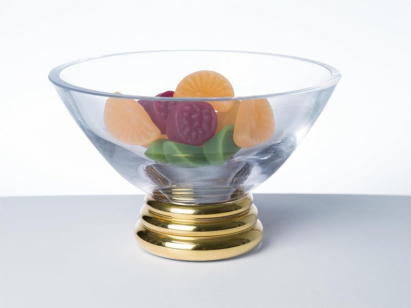 Barski وعاء زجاجي مزخرف من بارسكي للحلويات والآيس كريم والوجبات الخفيفة والحلويات والمكسرات والفواكه بقاعدة ذهبية بقطر 5 إنش مصنوع في أوروبا - Image 2