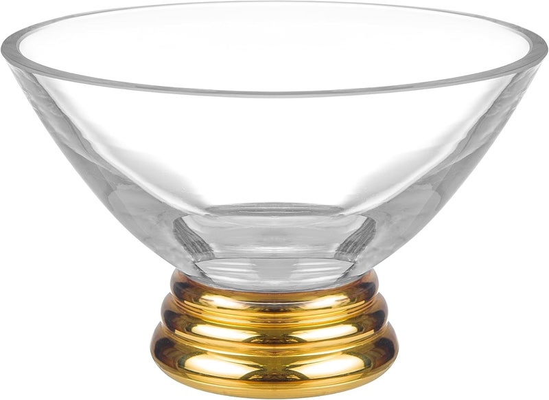 Barski وعاء زجاجي مزخرف من بارسكي للحلويات والآيس كريم والوجبات الخفيفة والحلويات والمكسرات والفواكه بقاعدة ذهبية بقطر 5 إنش مصنوع في أوروبا - Image 1