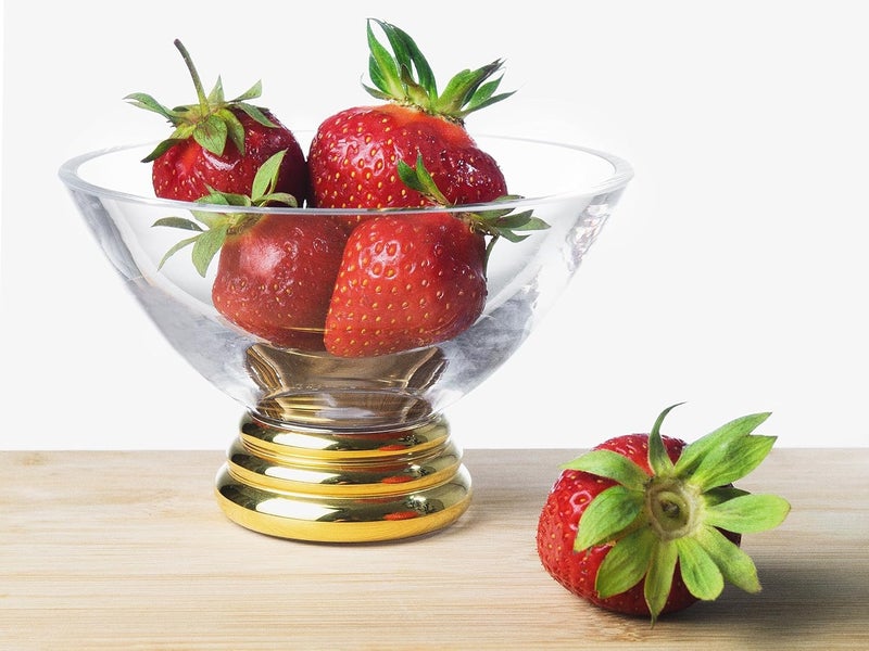 Barski وعاء زجاجي مزخرف من بارسكي للحلويات والآيس كريم والوجبات الخفيفة والحلويات والمكسرات والفواكه بقاعدة ذهبية بقطر 5 إنش مصنوع في أوروبا - Image 3