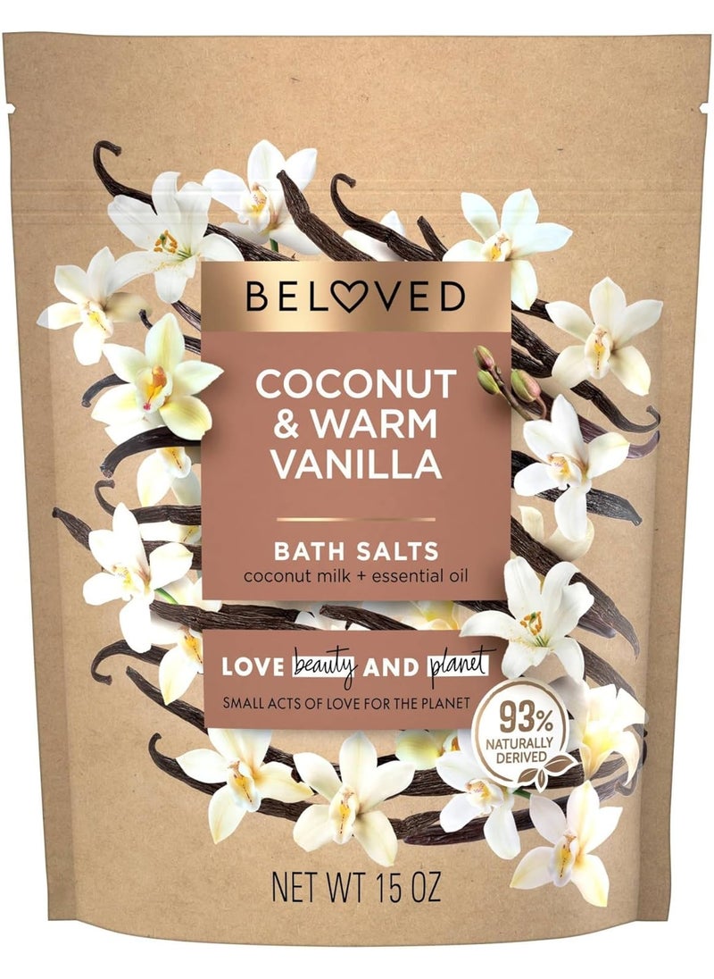 love beauty and planet Love Beauty And Planet Beloved Coconut  Warm Vanilla Bath Salts Coconut Milk  Essential Oil Vegan Ethically Sourced Natural Coconut Oil Transparent 