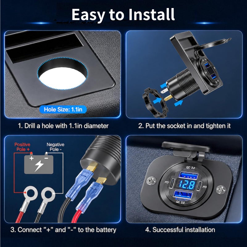 لينك ستايل Linkstyle USB Car Charger Socket, Dual 30W PD3.0 & 18W QC3.0 Fast Charging - Image 5