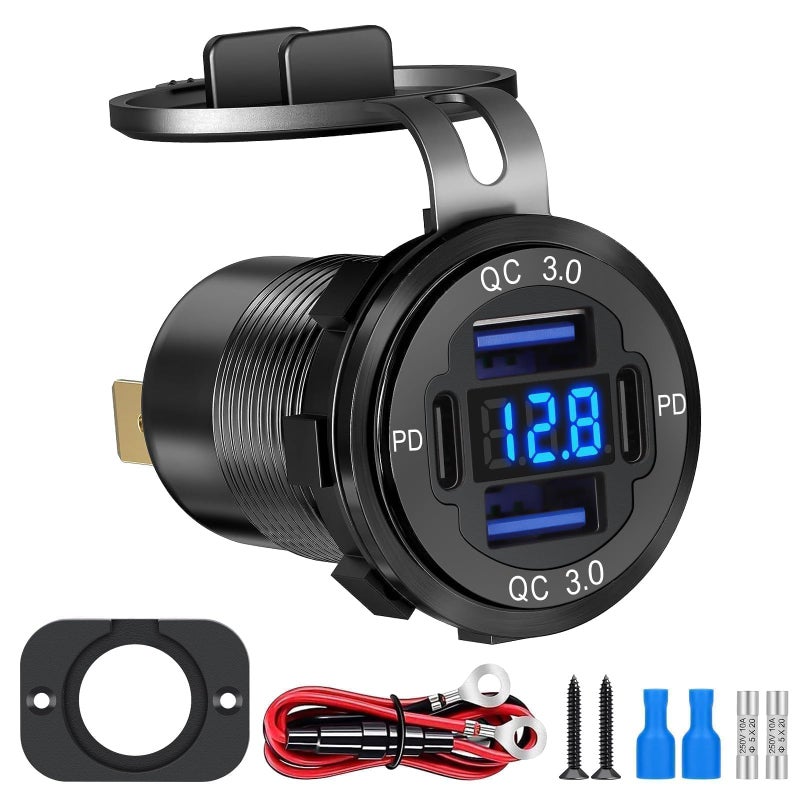 لينك ستايل Linkstyle USB Car Charger Socket, Dual 30W PD3.0 & 18W QC3.0 Fast Charging - Image 1