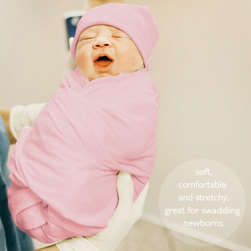 OWLOWLA Newborn Swaddle Set Stretch Wrap Swaddle Receiving Blanket for Baby Boy Girl(Blush-rm) - Image 3