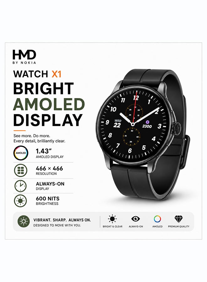 أتش أم دي ساعة X1 الذكية مع شاشة AMOLED - Image 1