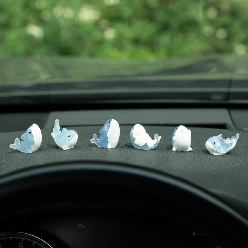 Rislobx 6Pcs Luminous Shark Car Dashboard Decorations, Mini Shark Figurines Decor for Women, Ocean Animal Car Accessories for Home - Image 1