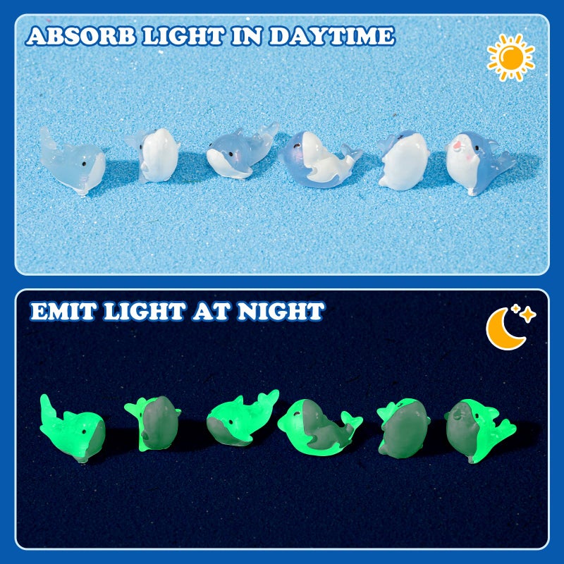 Rislobx 6Pcs Luminous Shark Car Dashboard Decorations, Mini Shark Figurines Decor for Women, Ocean Animal Car Accessories for Home - Image 5