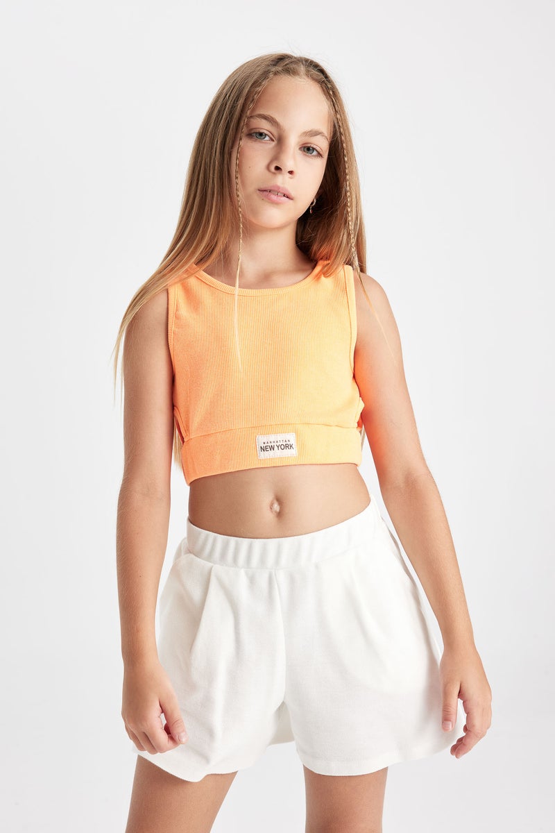 DeFacto Orange Girl Girl Crew Neck Crop Top Casual - Image 1