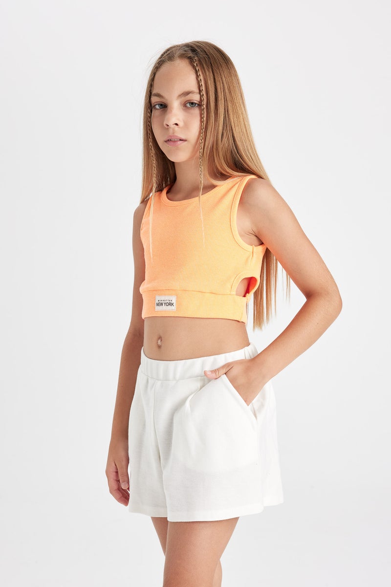 DeFacto Orange Girl Girl Crew Neck Crop Top Casual - Image 3