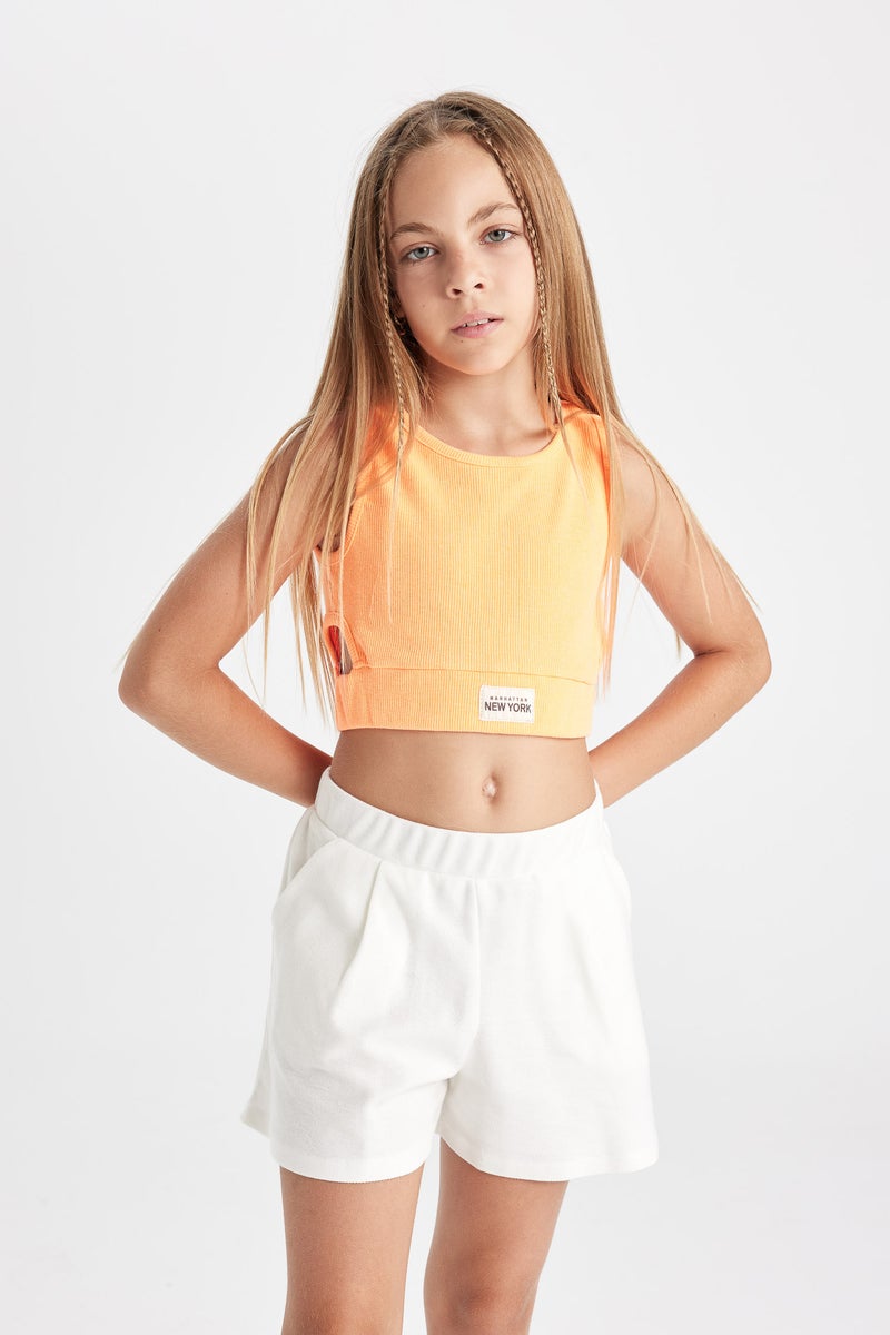 DeFacto Orange Girl Girl Crew Neck Crop Top Casual - Image 4