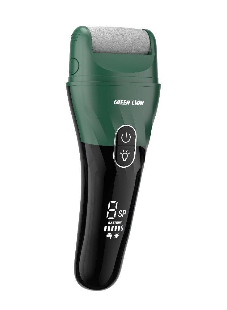 GREEN LION Rechargeable Callus Remover / Portable Dead Skin Remover / 3H Working Time / IPX6 Waterproof / Quartz Coarse Roller / LED Spotlight / Ergonomic Design - Green - Image 1