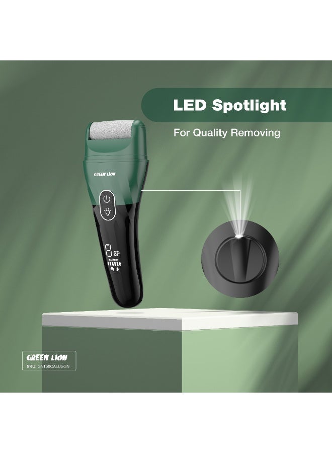 GREEN LION Rechargeable Callus Remover / Portable Dead Skin Remover / 3H Working Time / IPX6 Waterproof / Quartz Coarse Roller / LED Spotlight / Ergonomic Design - Green - Image 5