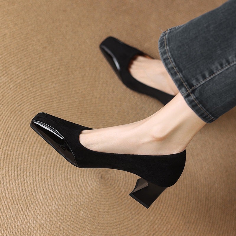 Independent Station Mode 2025 Spring Fashion High Heeled 32-43 Size Square Head Commuter Not Tired Foot Shoes - Image 3