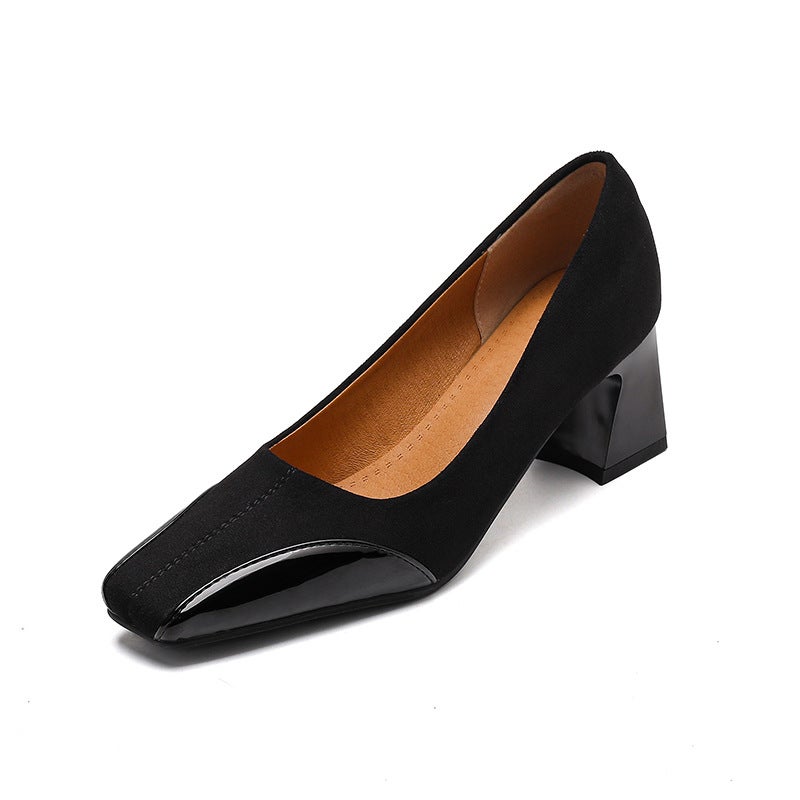 Independent Station Mode 2025 Spring Fashion High Heeled 32-43 Size Square Head Commuter Not Tired Foot Shoes - Image 1