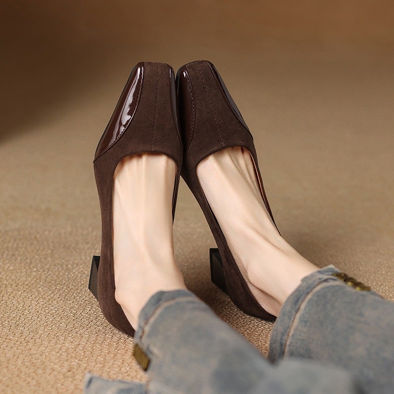 Independent Station Mode 2025 Spring Fashion High Heeled 32-43 Size Square Head Commuter Not Tired Foot Shoes - Image 5