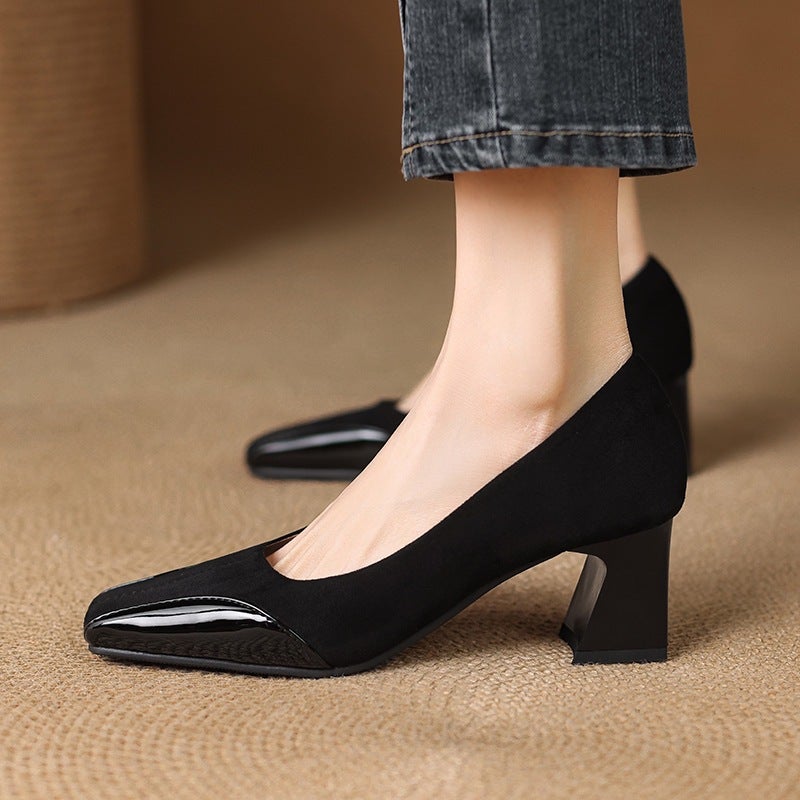 Independent Station Mode 2025 Spring Fashion High Heeled 32-43 Size Square Head Commuter Not Tired Foot Shoes - Image 2