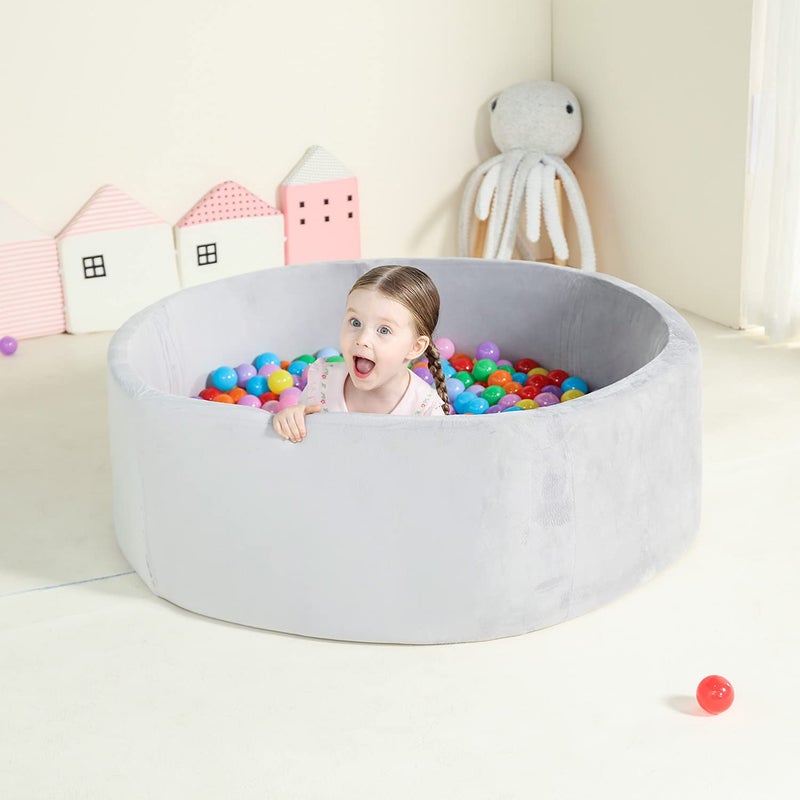 TRENDBOX Extra Large Foam Ball Pit for Toddlers, 47x14 inch Soft Baby Ball Pit with Washable Velvet Cover (Balls not Included)-Grey - Image 3