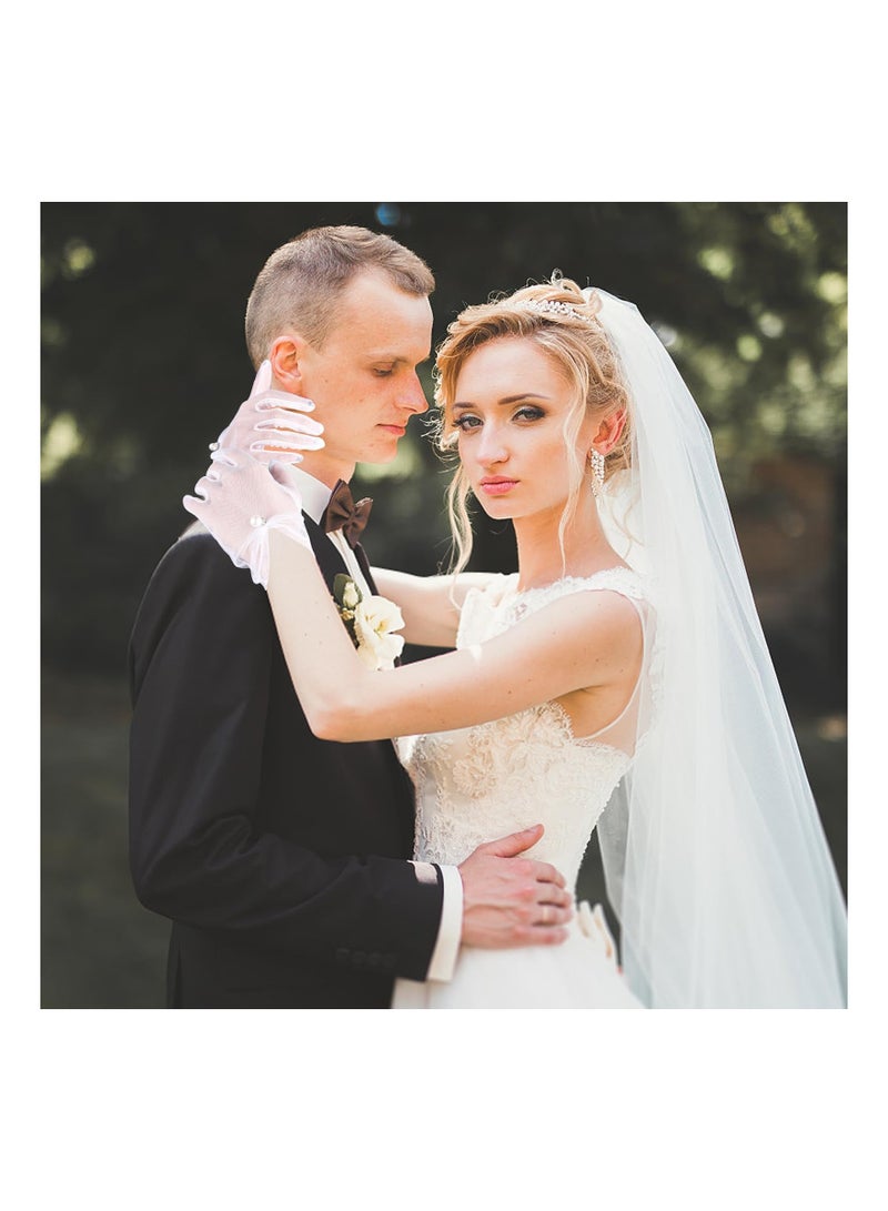 إكسفور السيدات الزفاف الدانتيل القفازات ، والقفازات حفلة شاي قصيرة أنيقة المعصم مأدبة عشاء اللؤلؤ القفازات حفلة موسيقية - Image 4