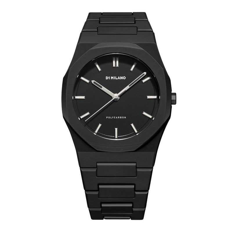 D1 Milano Polycarbon Unisex Luxury Watch, Polycarbonate Quartz Movement, Polycarbonate Strap, 50M Water Resistant Timepiece, Black Dial, 2 Years Warranty - PCBJ11 - Image 3