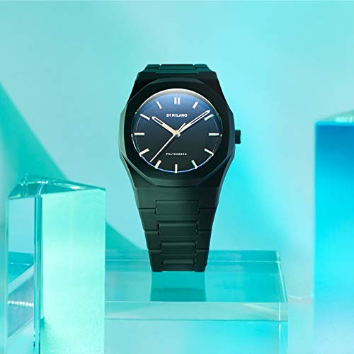D1 Milano Polycarbon Unisex Luxury Watch, Polycarbonate Quartz Movement, Polycarbonate Strap, 50M Water Resistant Timepiece, Black Dial, 2 Years Warranty - PCBJ11 - Image 5