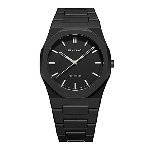 D1 Milano Polycarbon Unisex Luxury Watch, Polycarbonate Quartz Movement, Polycarbonate Strap, 50M Water Resistant Timepiece, Black Dial, 2 Years Warranty - PCBJ11 - Image 1
